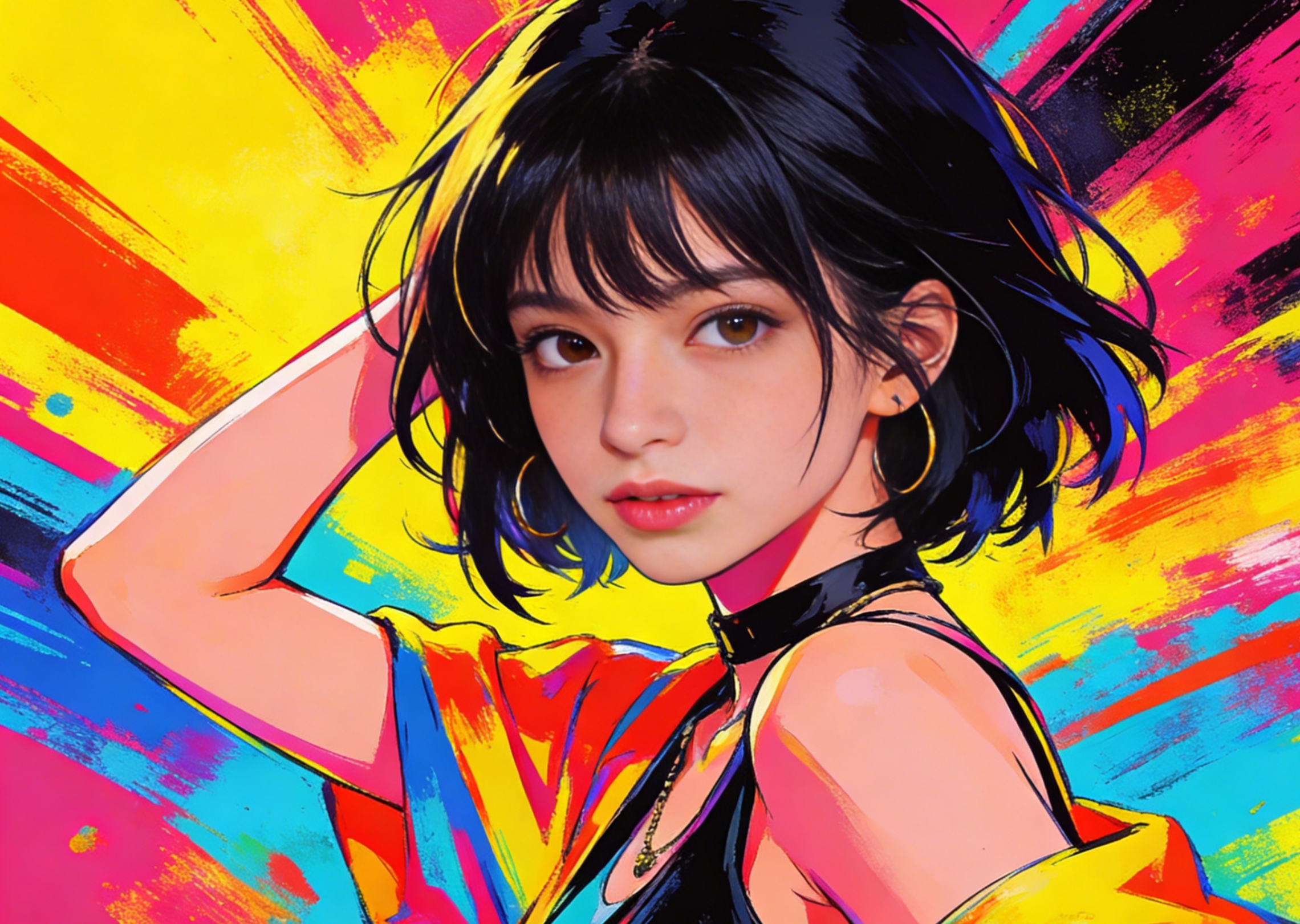 Create an artistic personalized portrait of a woman