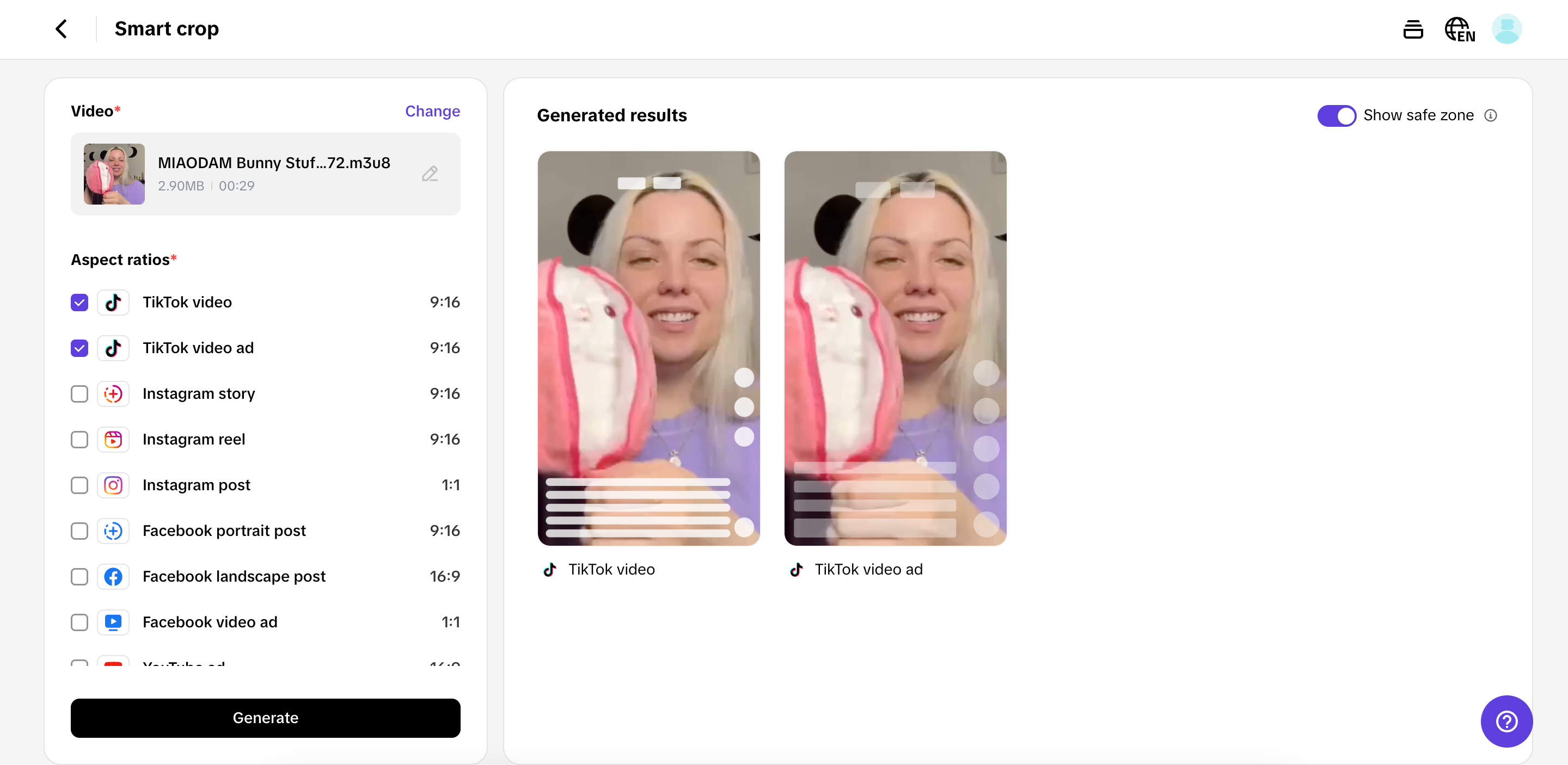 Resize for TikTok