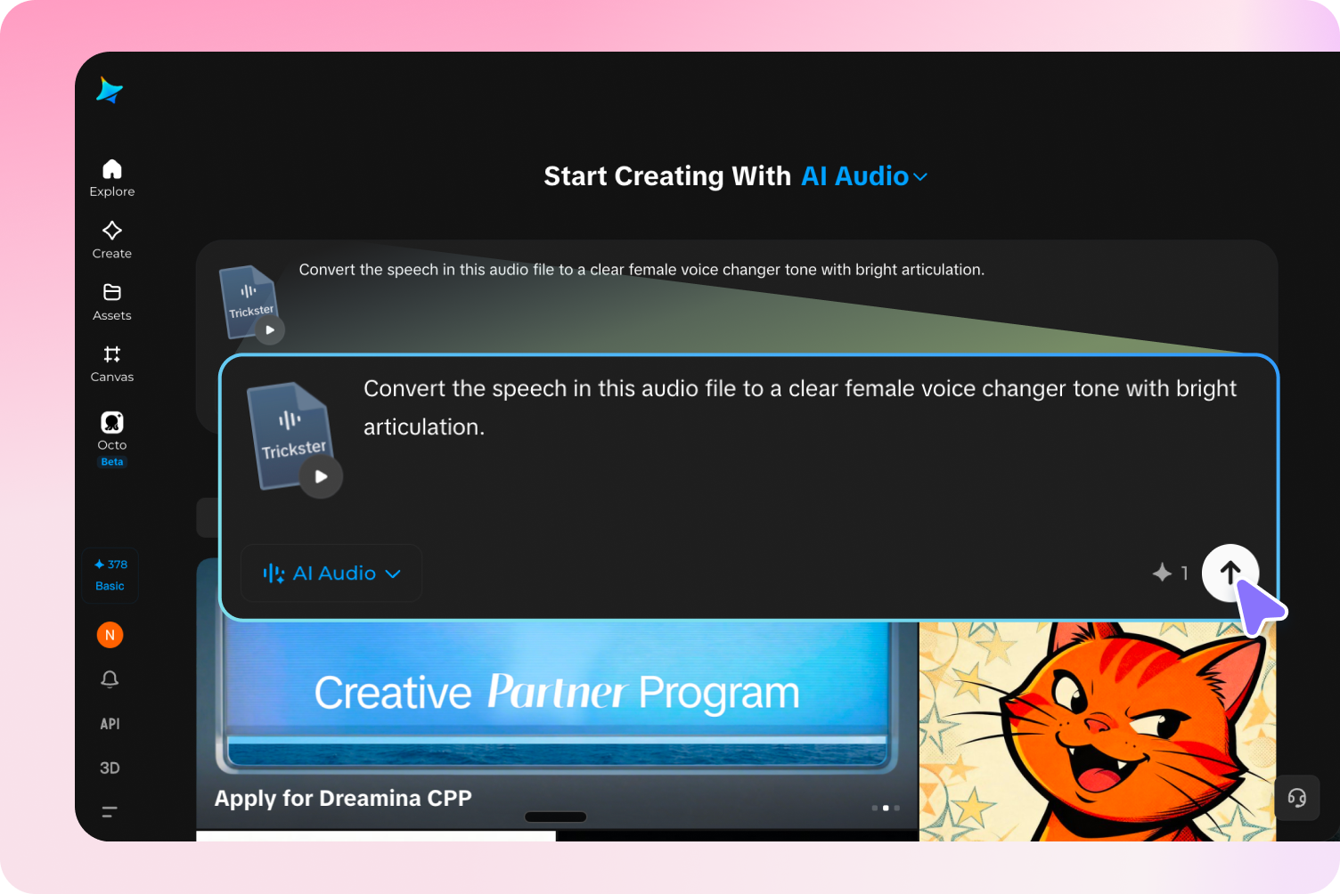 Upload your audio or write down the prompt