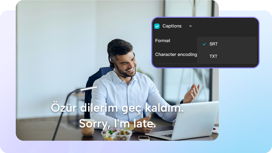 Save Turkish to English subtitles in SRT or TXT formats