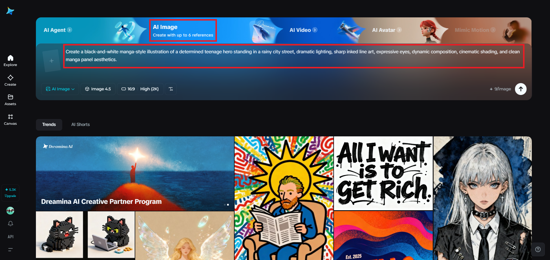 Enter a detailed AI manga prompt