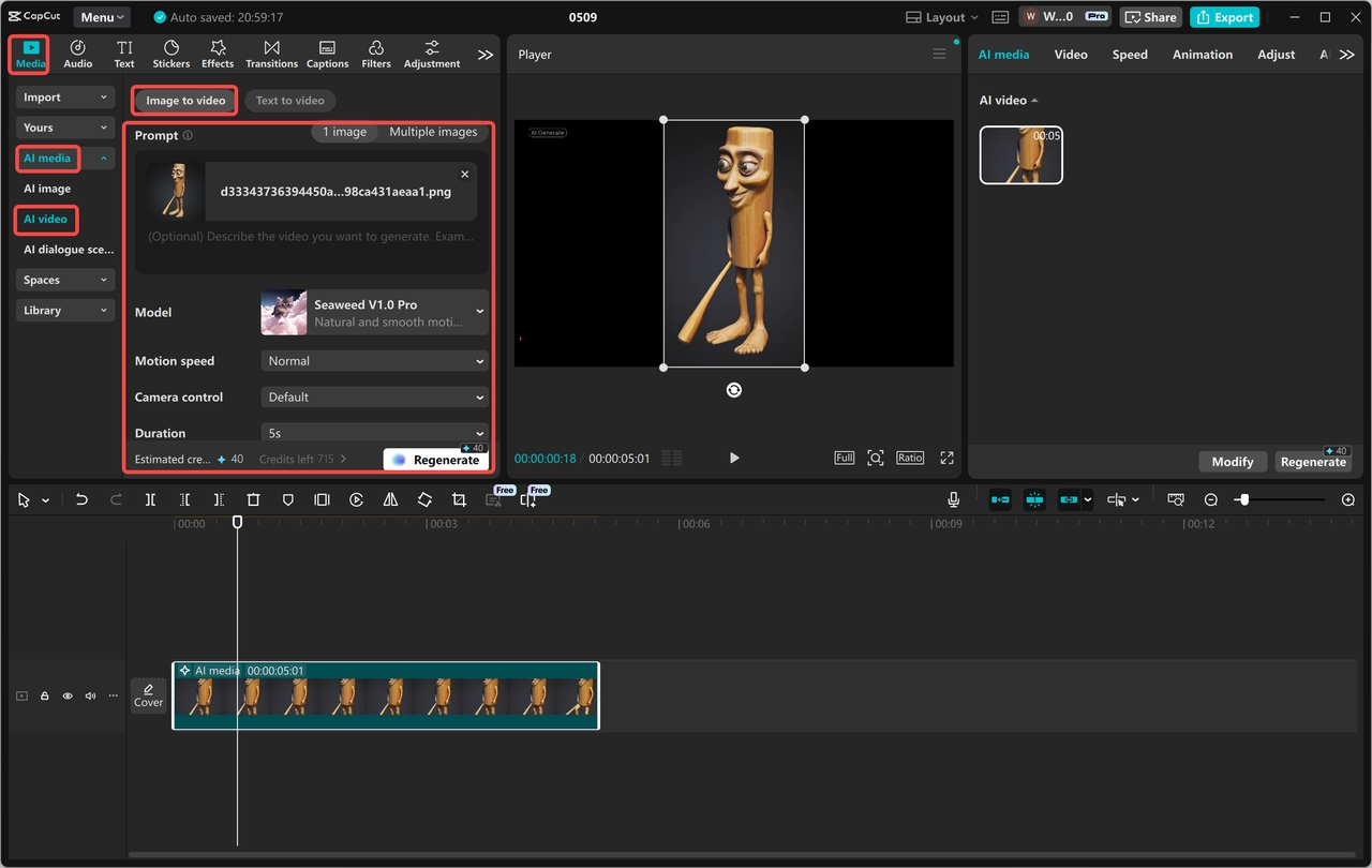 Import an image and enter a text prompt