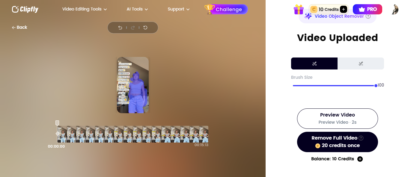 Markera och ta bort personen