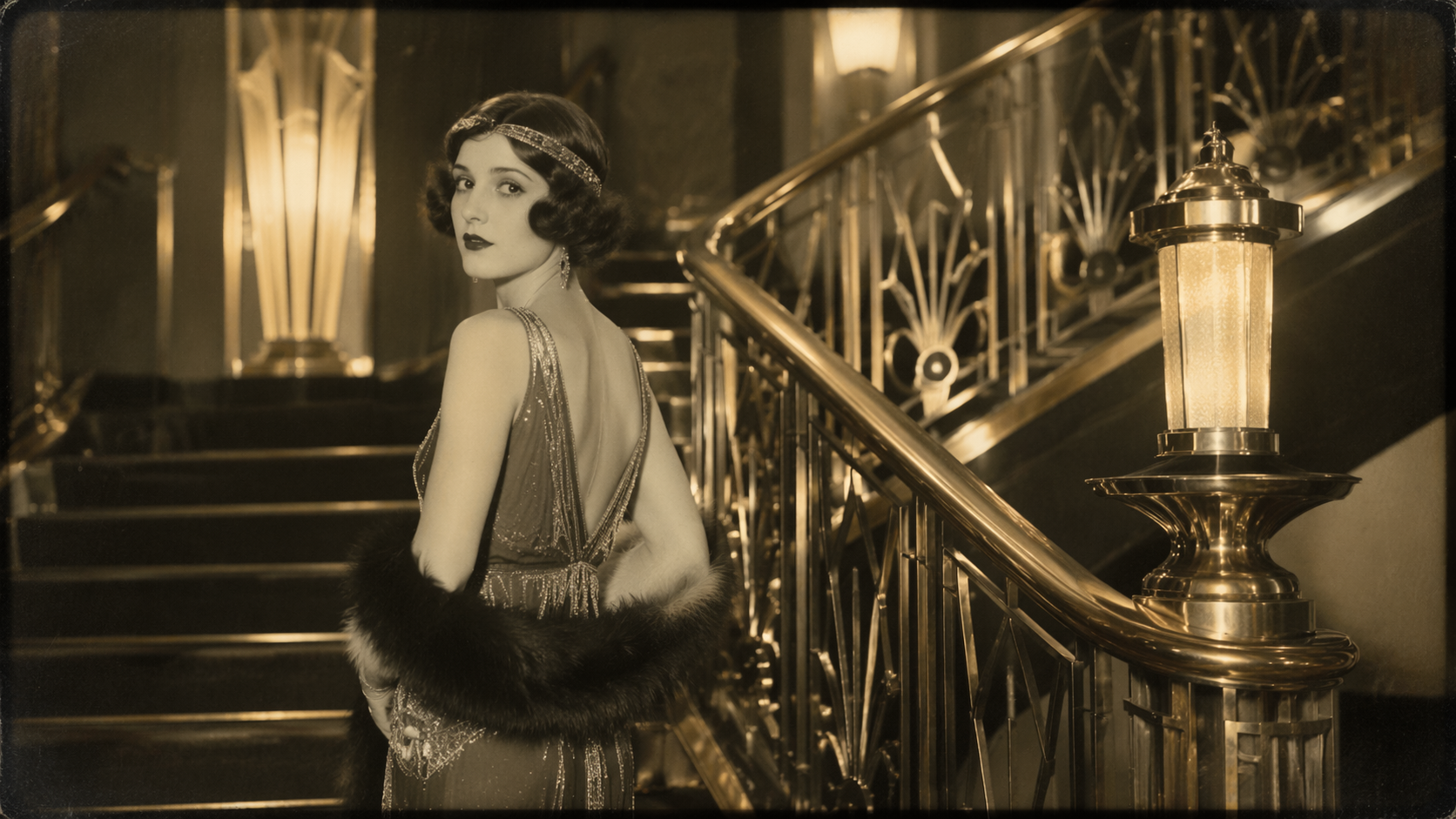 Dreamina AI 1920s filter prompt example 4: Golden Ballroom Mood