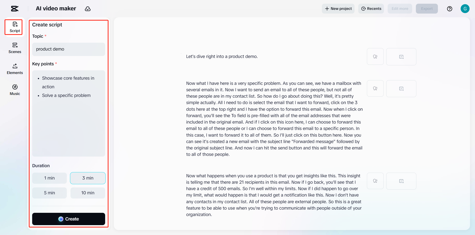 Enter or generate a script
