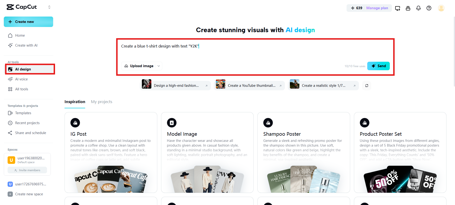 Enter prompt or upload reference