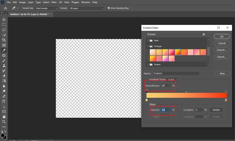 Customize colors, opacity, and smoothness