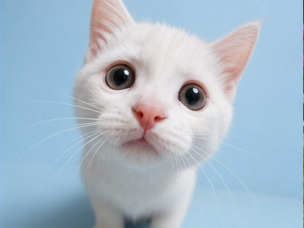 Fisheye Pet Photo AI Prompts prompt Beispiel 2 - Weißes Kätzchen Nahaufnahme