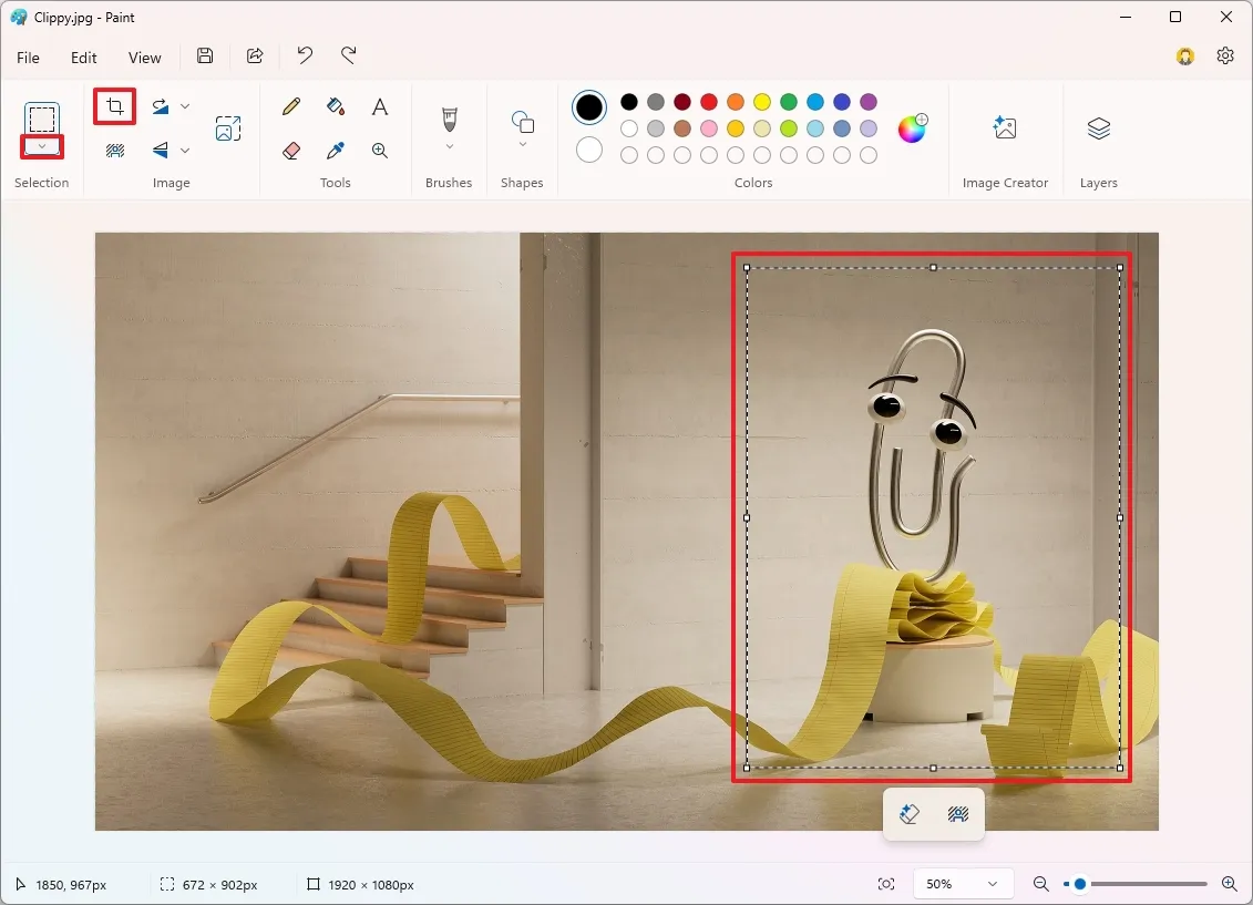 How to crop images on the Windows Paint app
