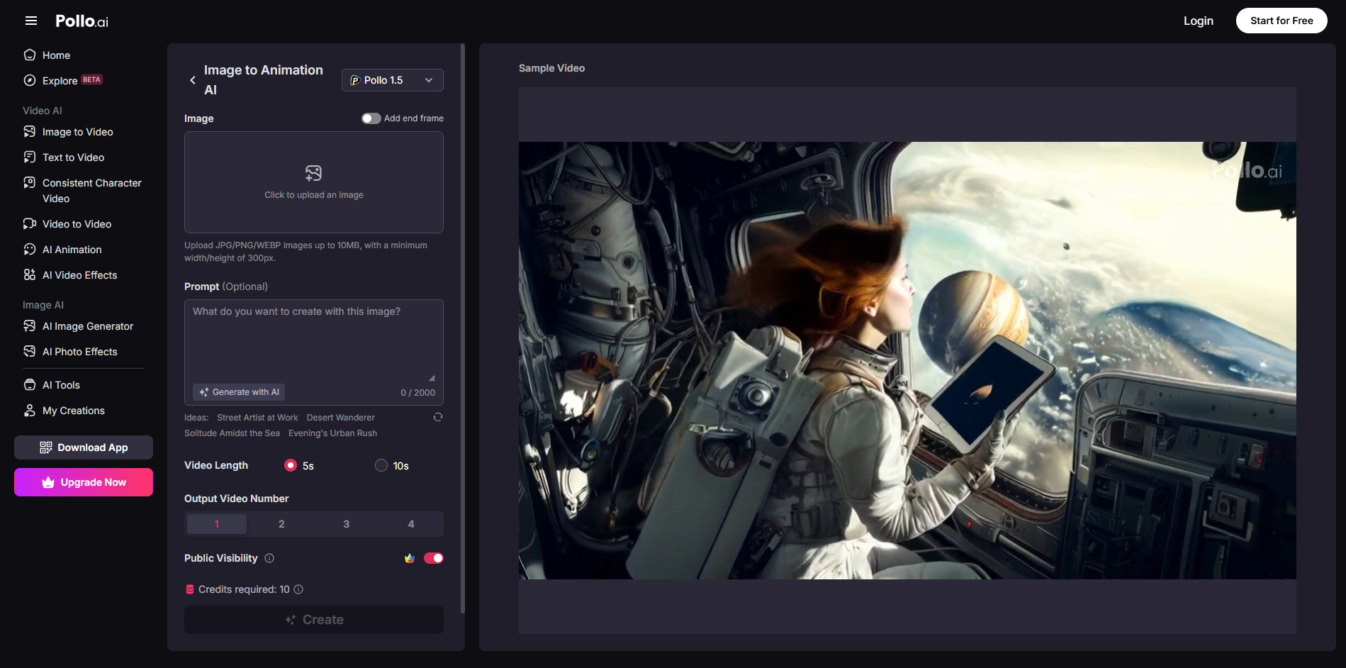 Interfaccia di Pollo AI - un modo efficiente per aggiungere movimento alle foto online gratuitamente