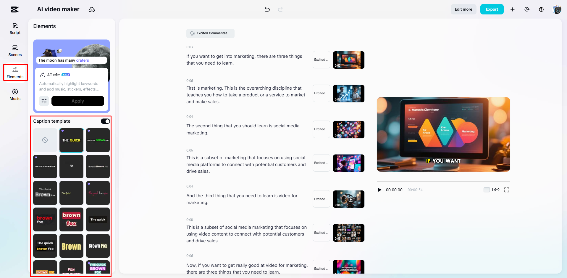 Feliratok hozzáadása videóhoz a CapCut Web segítségével