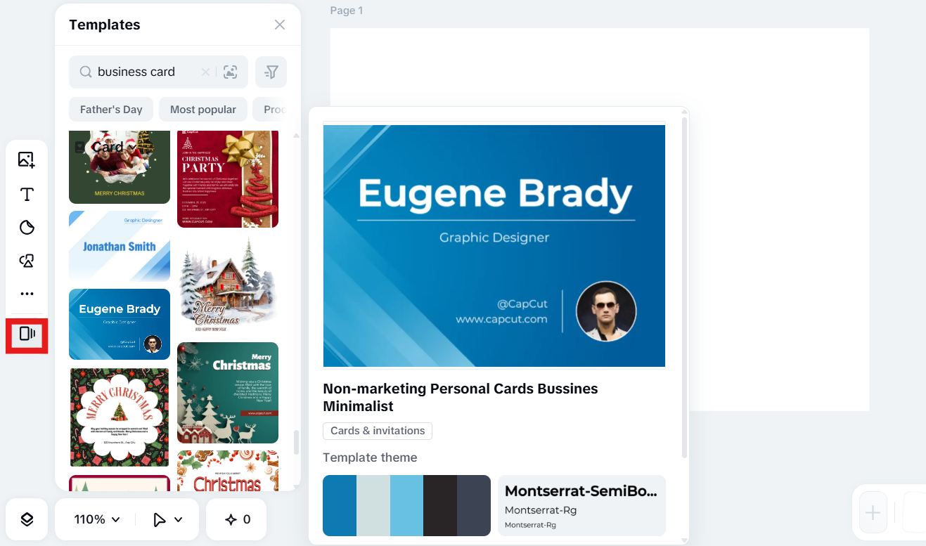 Create business card with CapCut