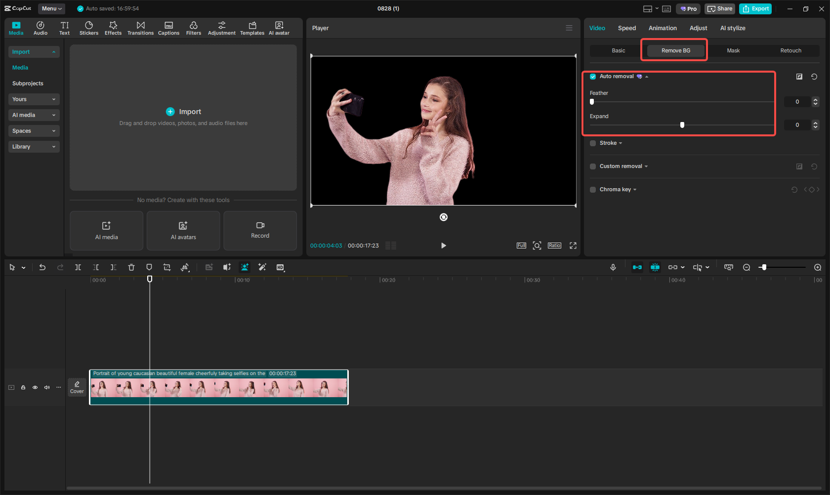 Remove original video background