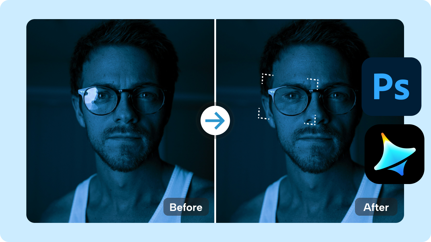 Cómo eliminar el brillo de las gafas en Photoshop
