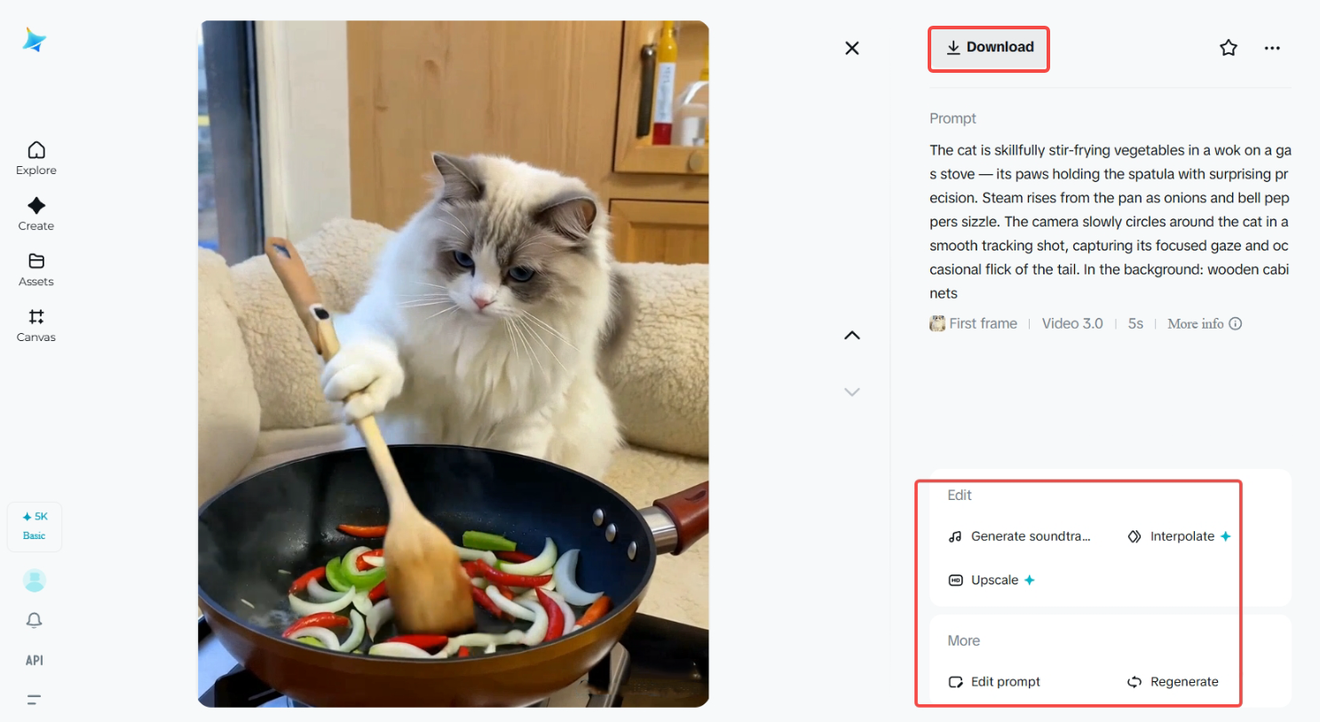 Download the AI generated cat cooking food video