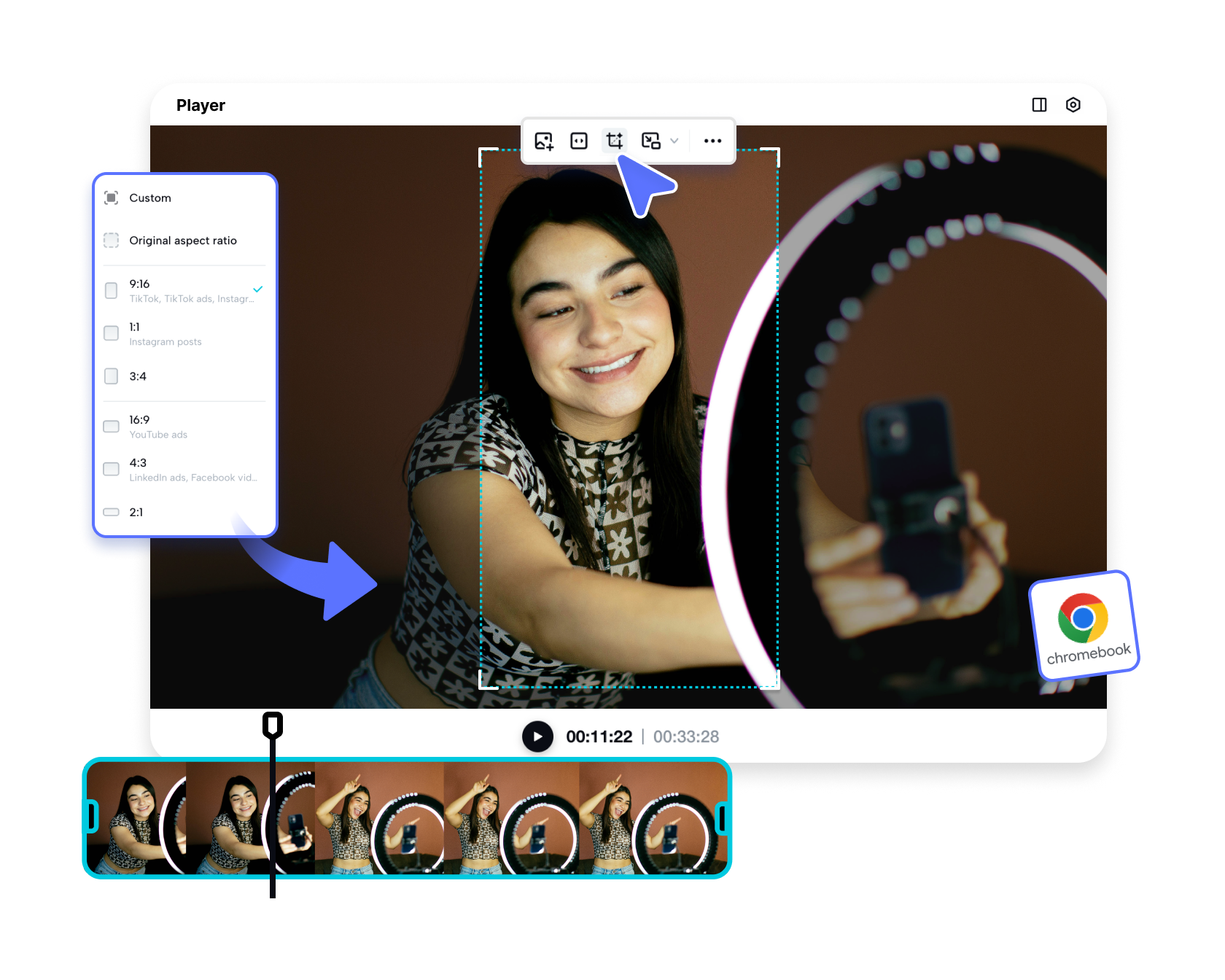 Pippit's multi-track video editor interface showing fine-tuning options for a professional video output
