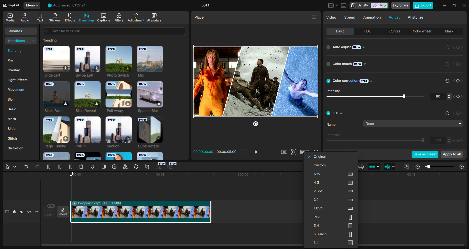 Interface of the CapCut desktop video editor - the best way to edit boom boom shots