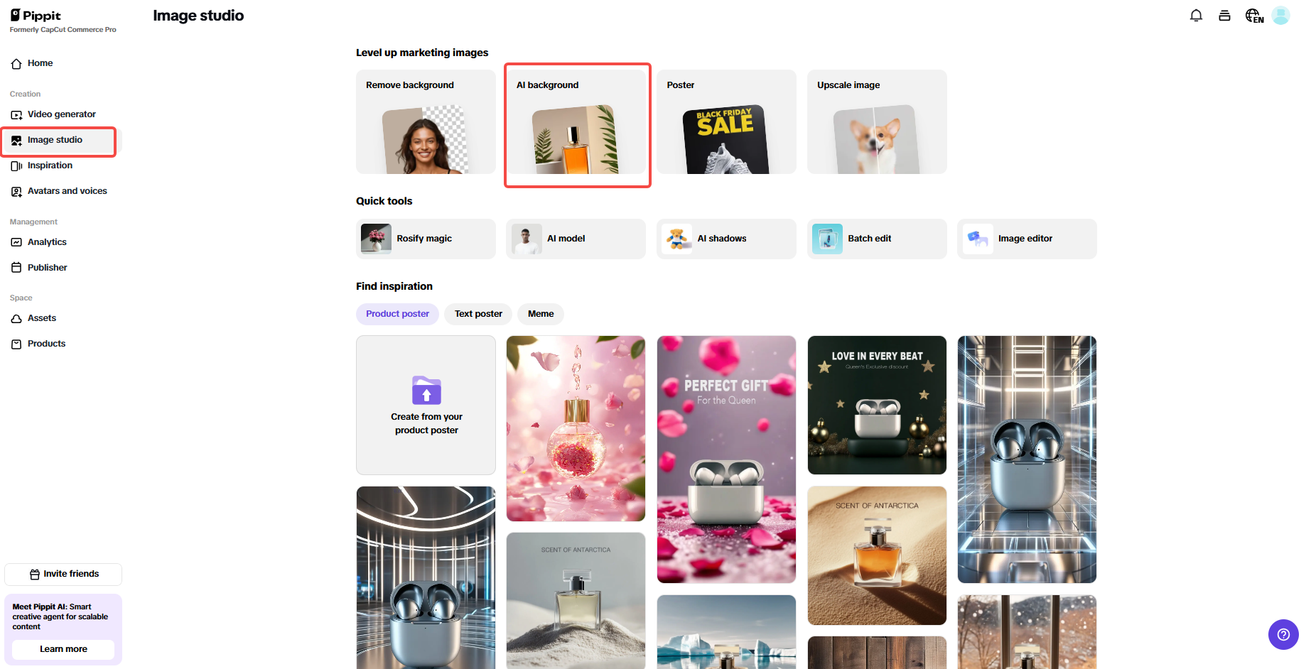 Go to the image studio