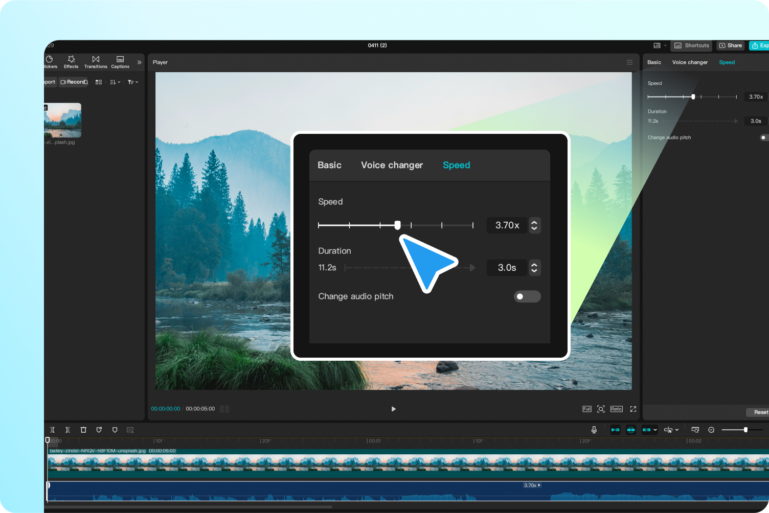 Increase audio speed