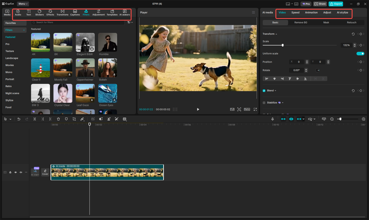 Editing the generated video in CapCut