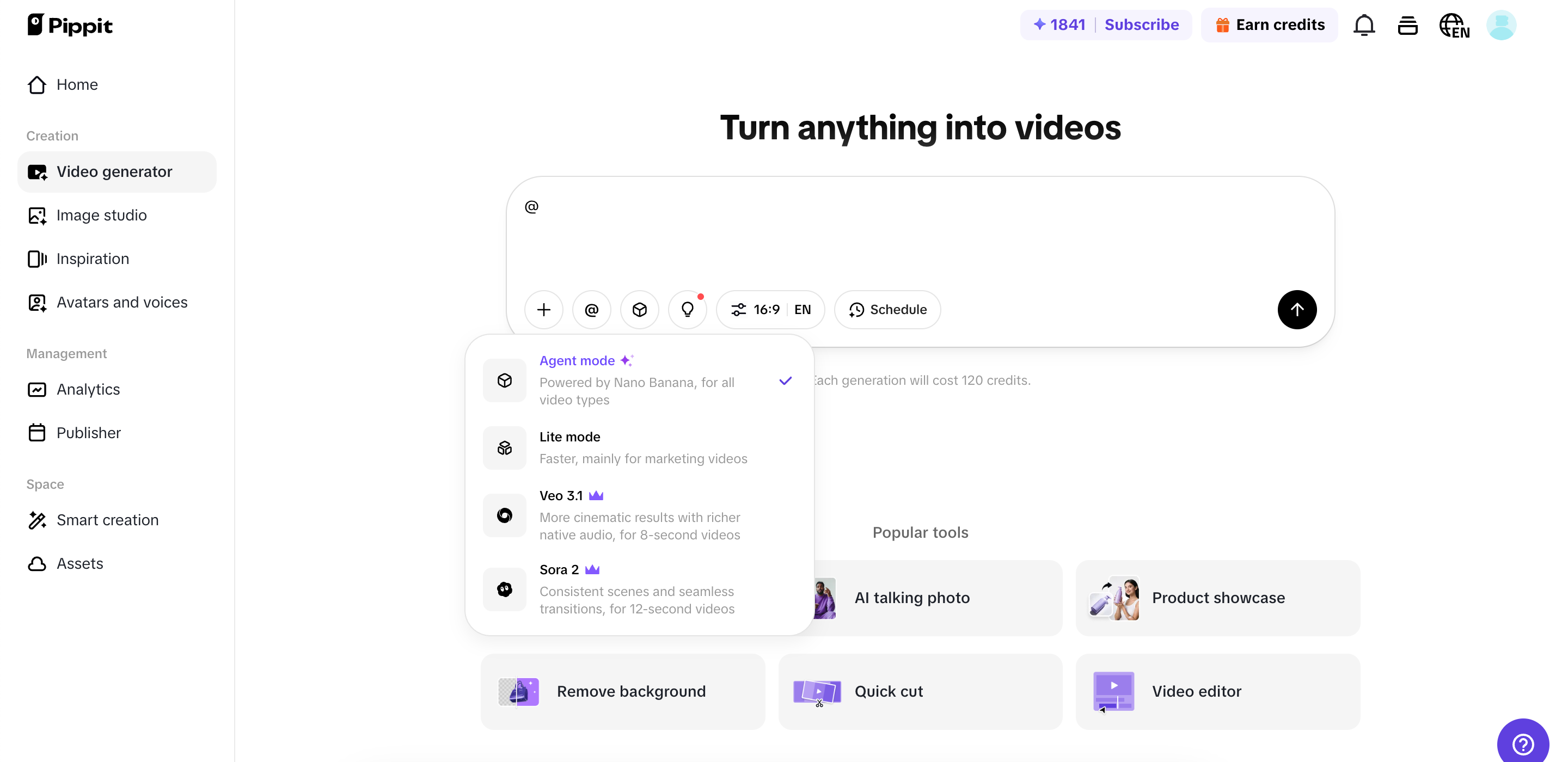 AI video generator on Pippit