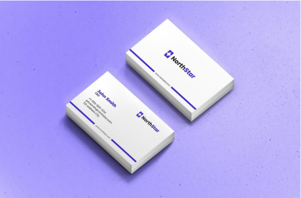 Klassiek visitekaartje met strak ontwerp en logo.