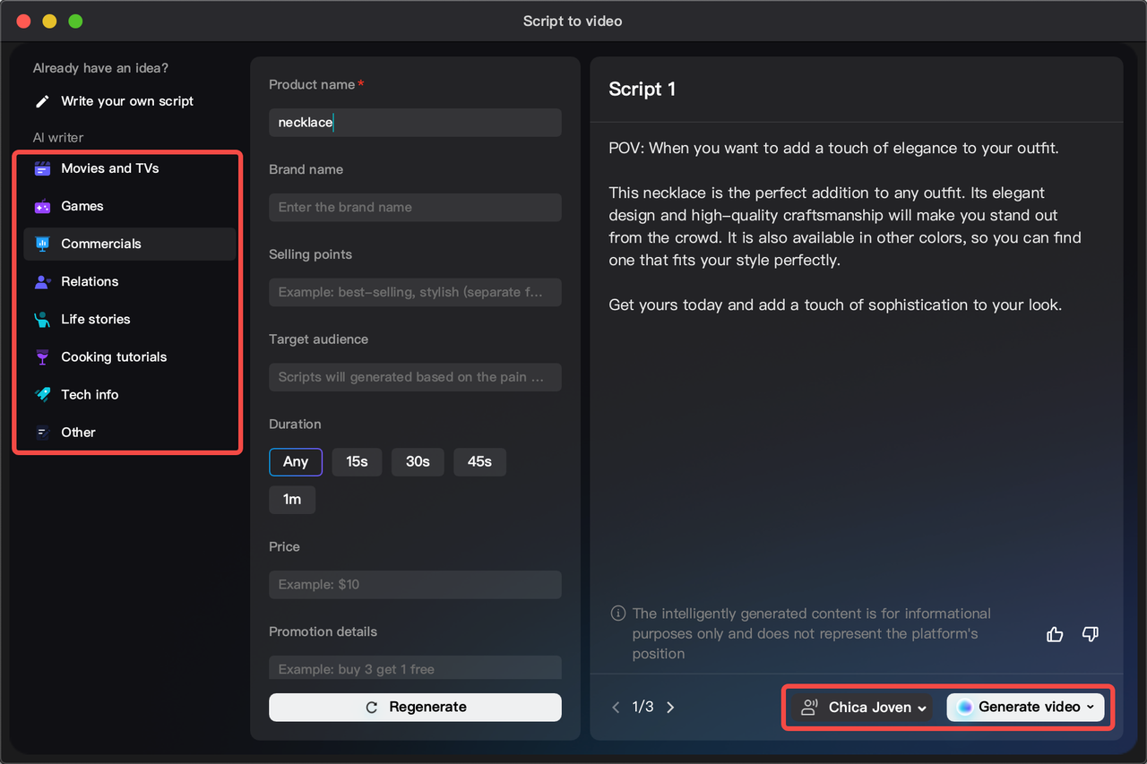 Generate video