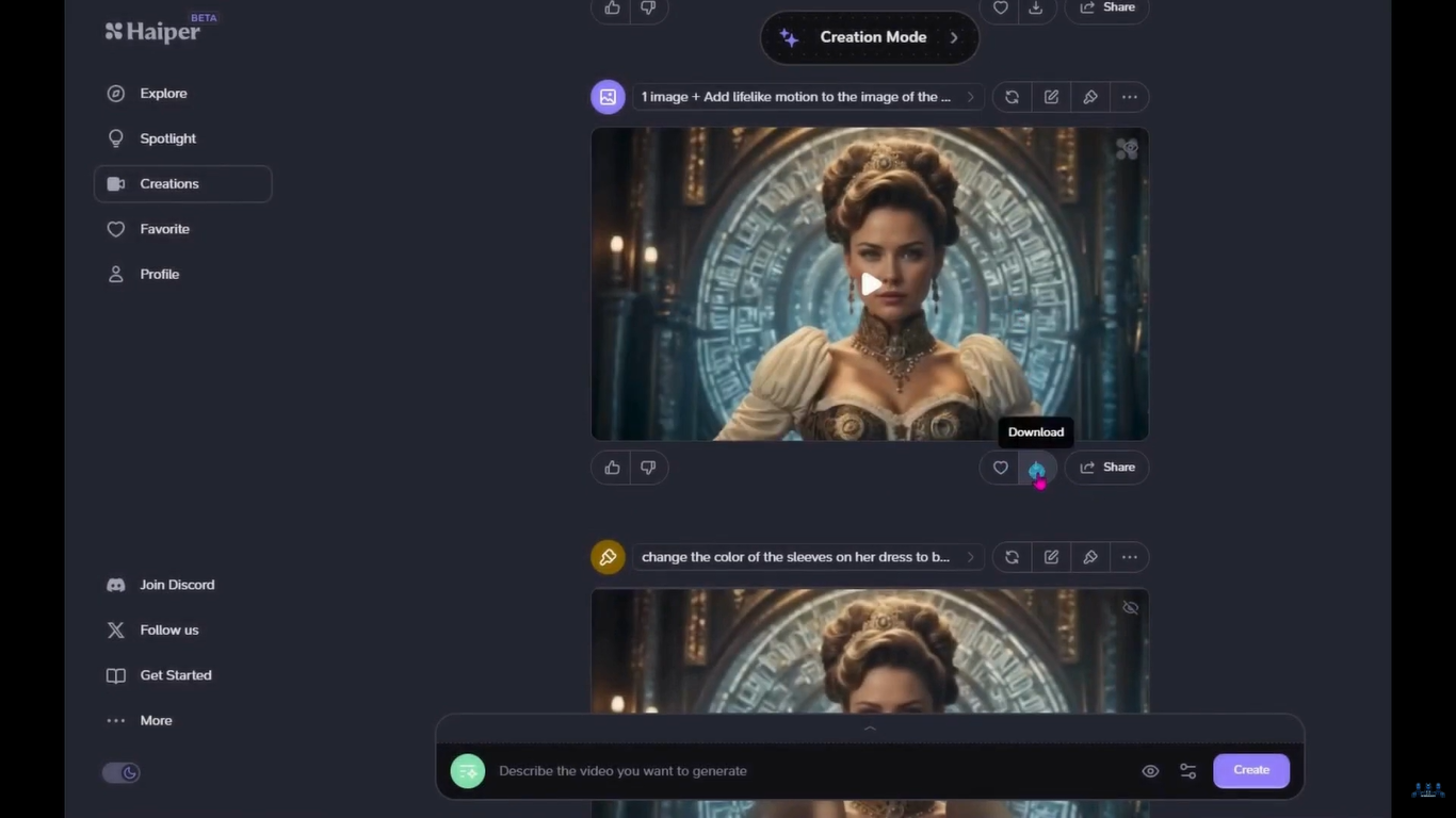 Download your creation