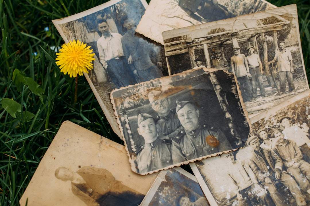 Family photo sequence with paper-texture overlay
