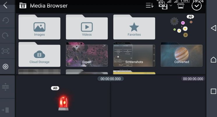 Importing the video into Kinemaster