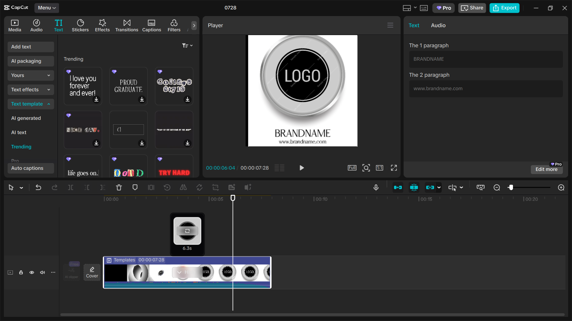 Interface of the CapCut desktop video editor - the best tool to create a logo template
