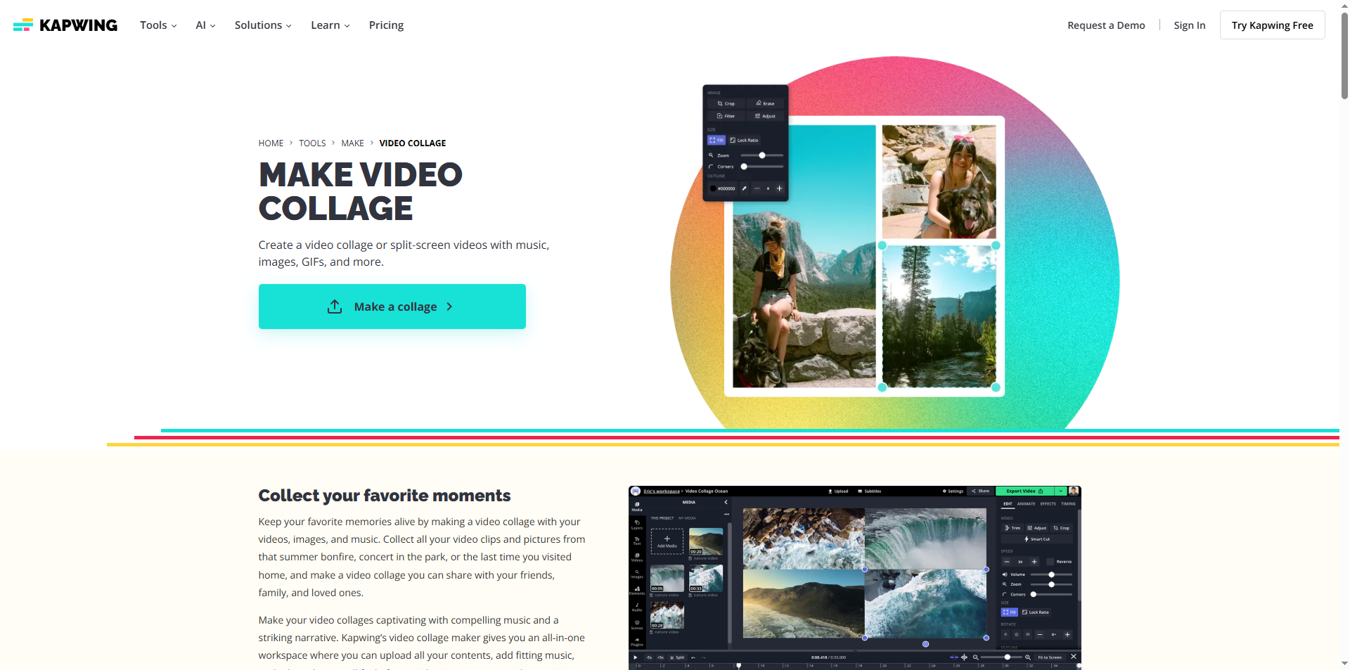 Kapwing video collage maker