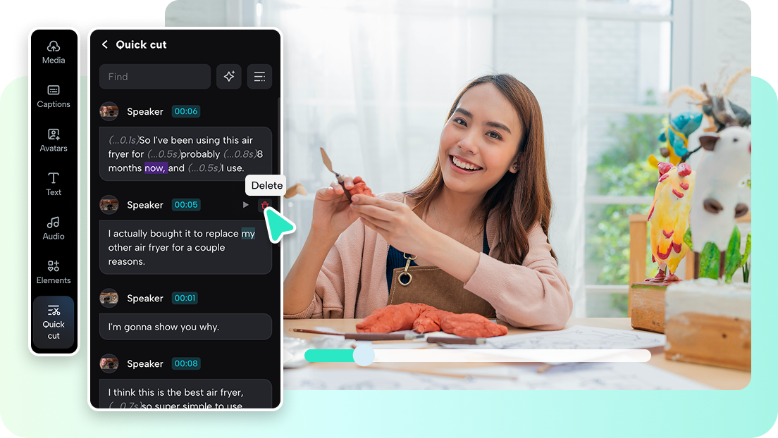 Instantly trim videos and audio for clean edits 