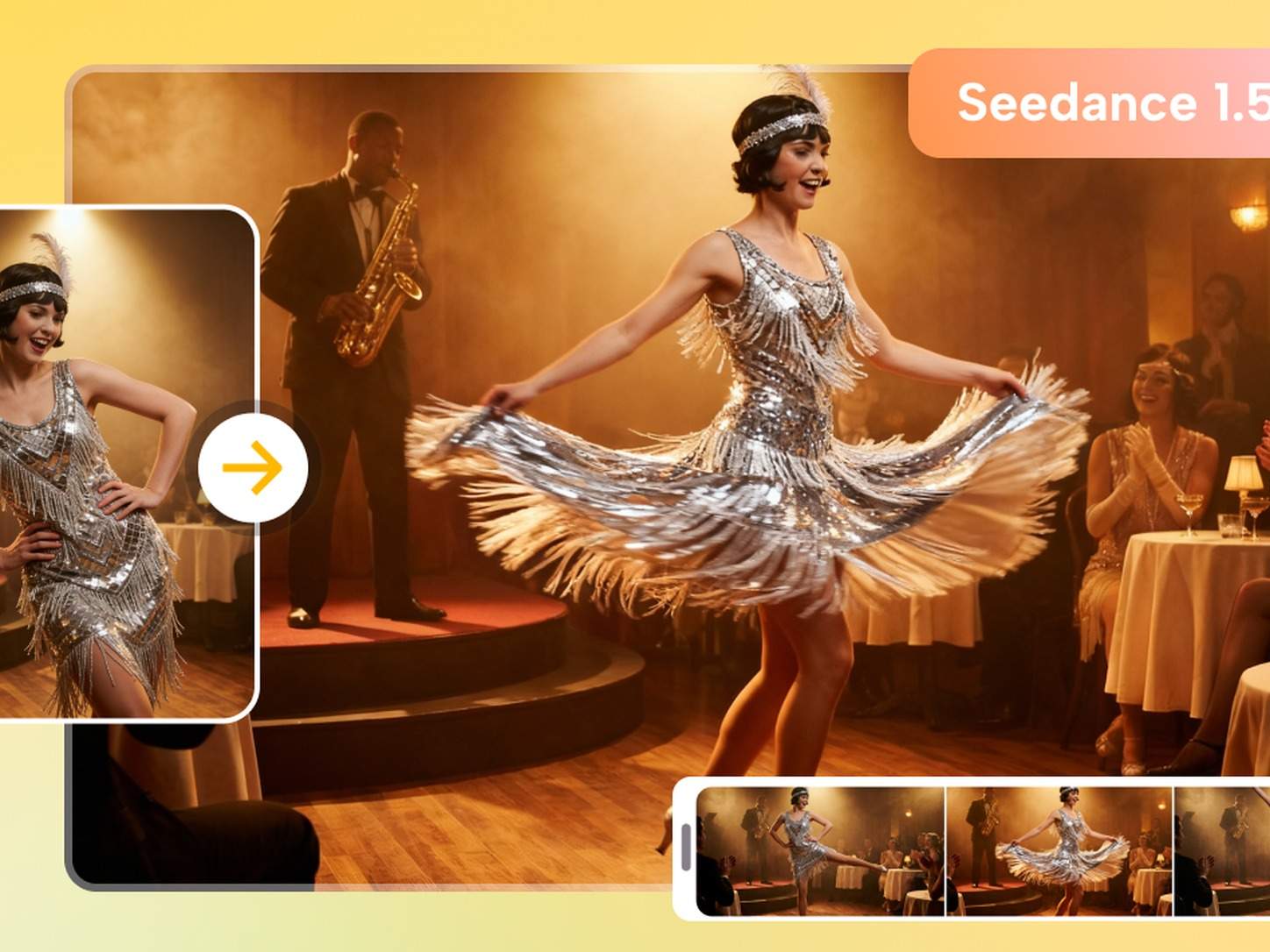 Vintage jazz AI dance video