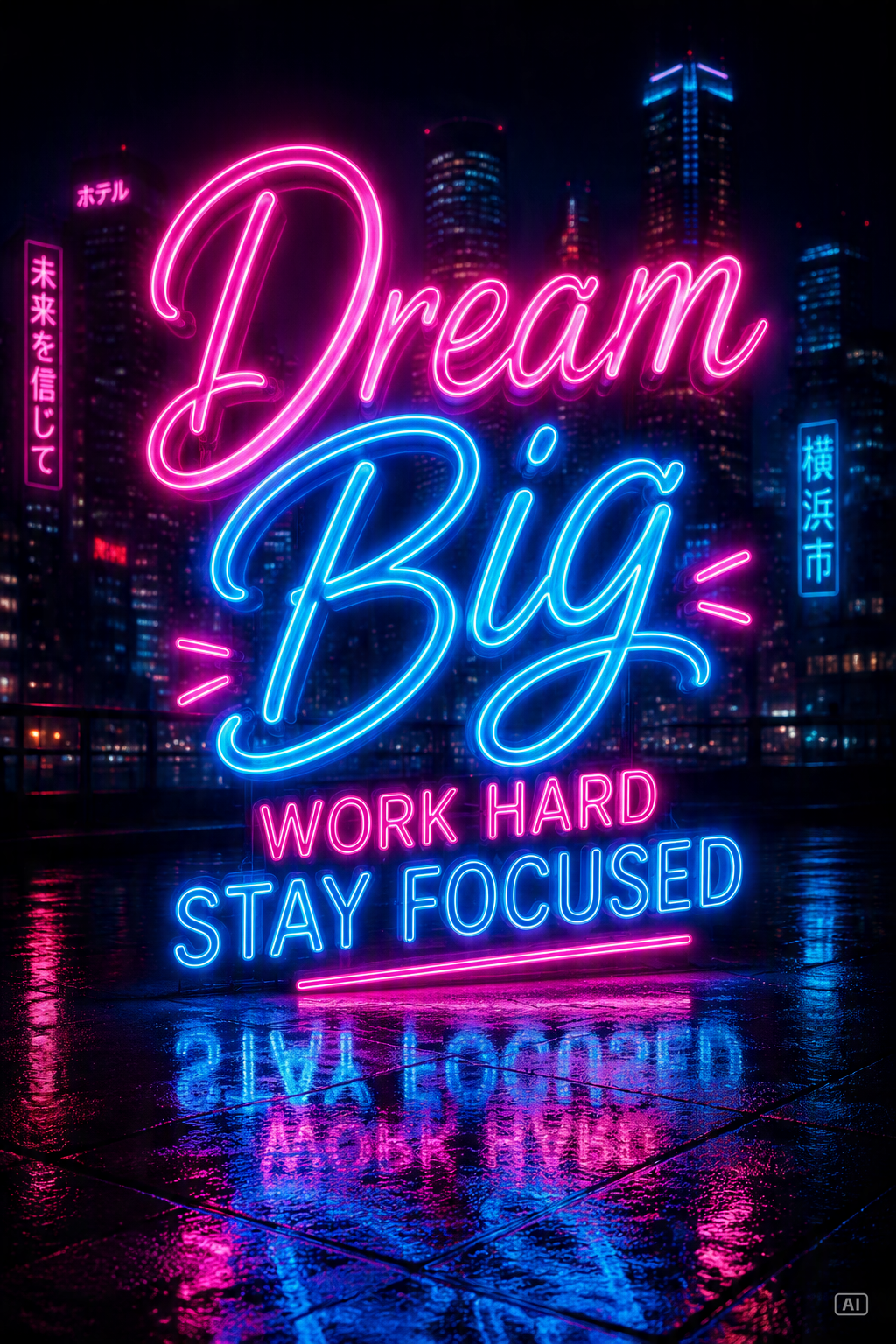 Typographic illustration neon sign image generated by Pippit