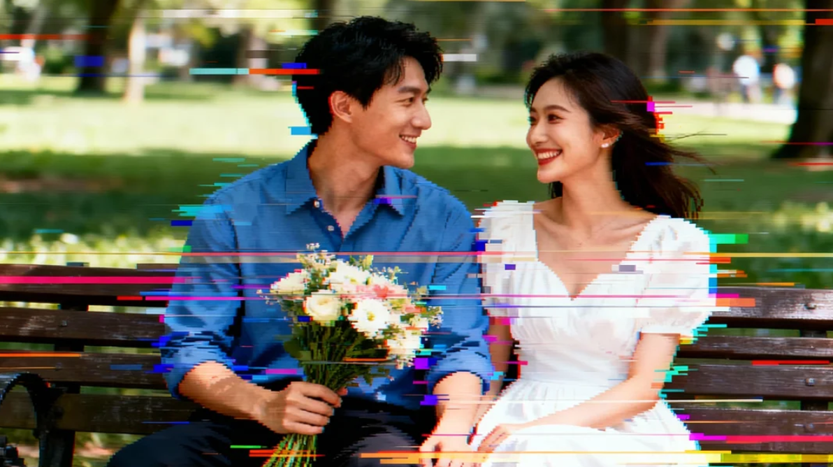 グリッチ写真効果画像