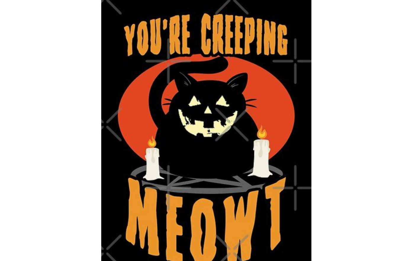 Surprised cat with bold Halloween text