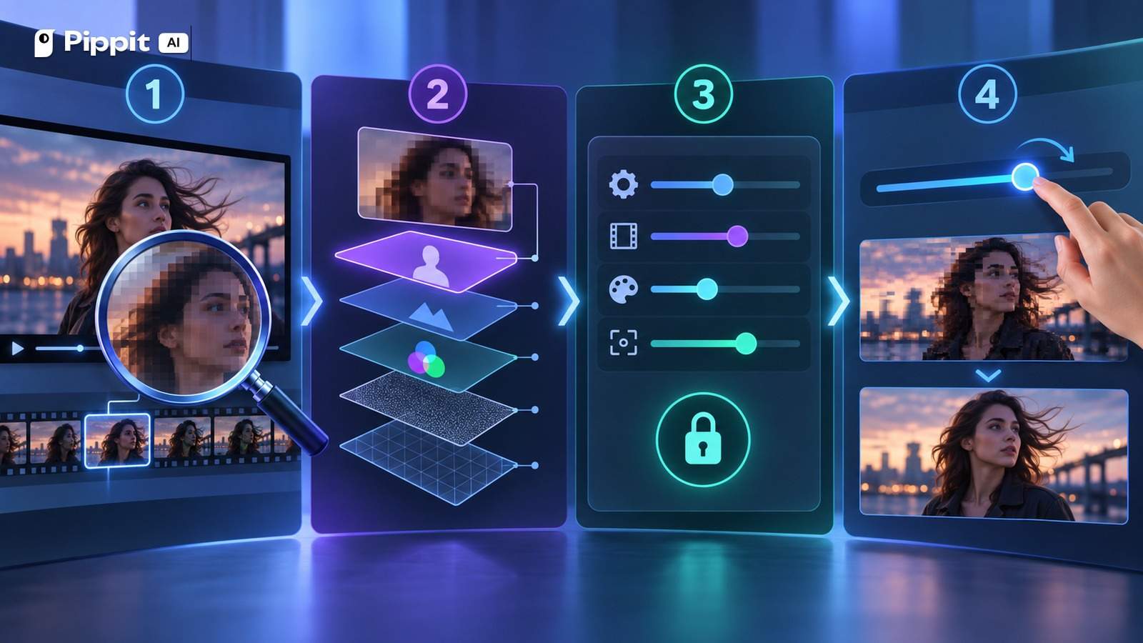A four-step visual workflow inspects a bad frame, classifies layers, locks settings, and makes one adjustment.