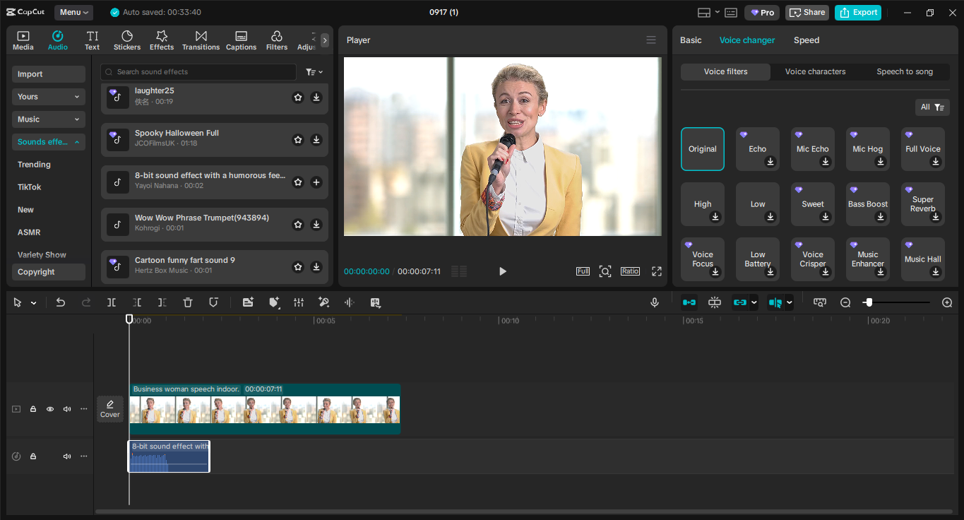 Interface of the CapCut desktop video editor - the best tool to change your voice in videos