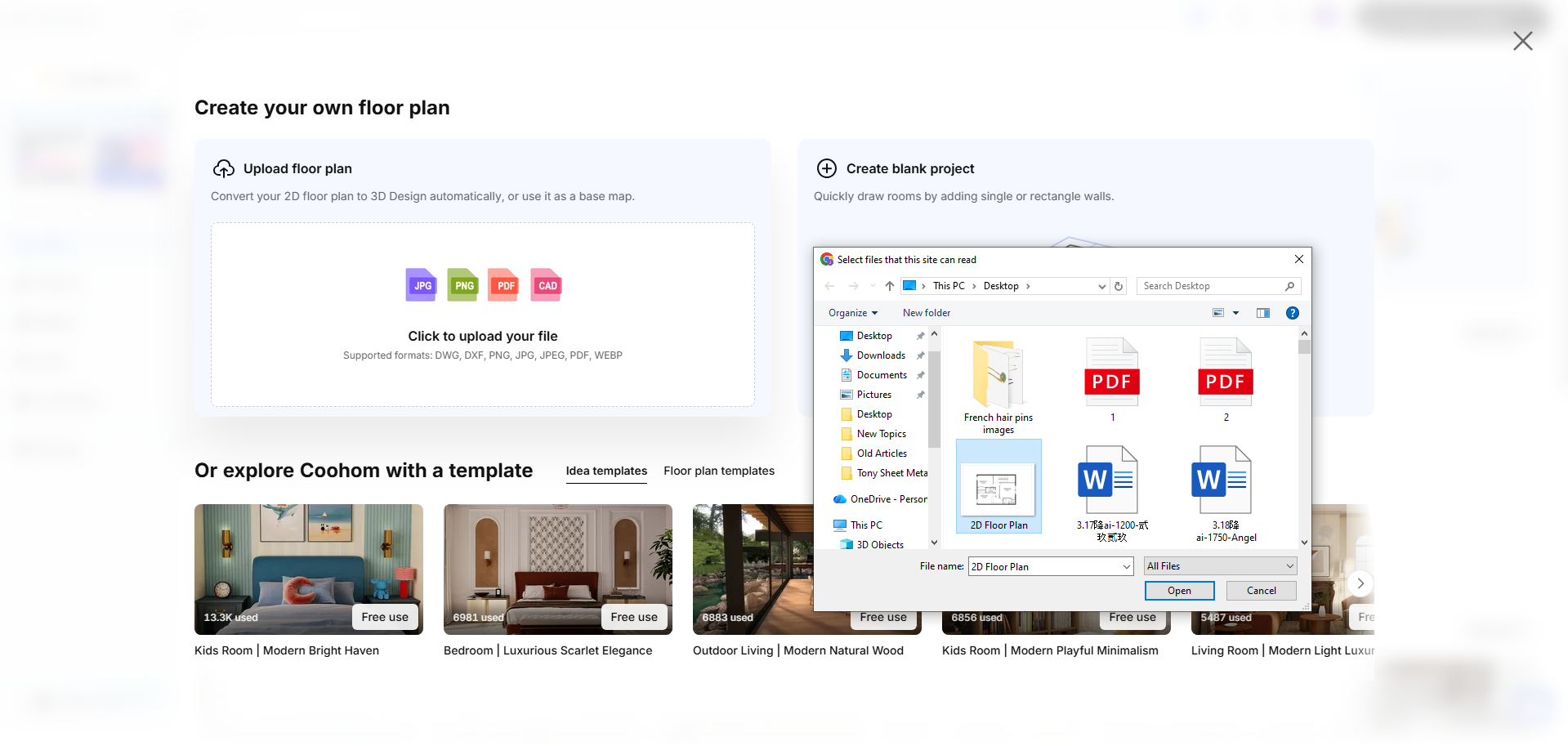 Carregar uma planta 2D