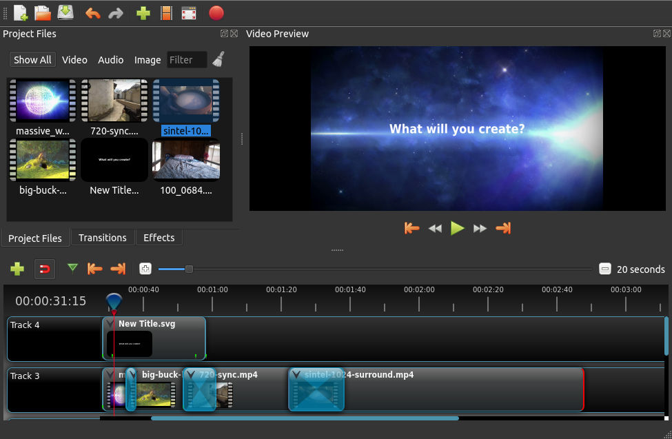 Interface of OpenShot