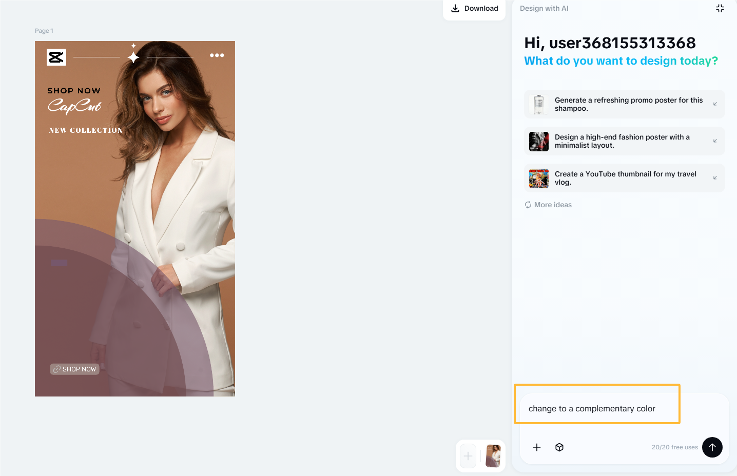 Adjust color with AI in CapCut