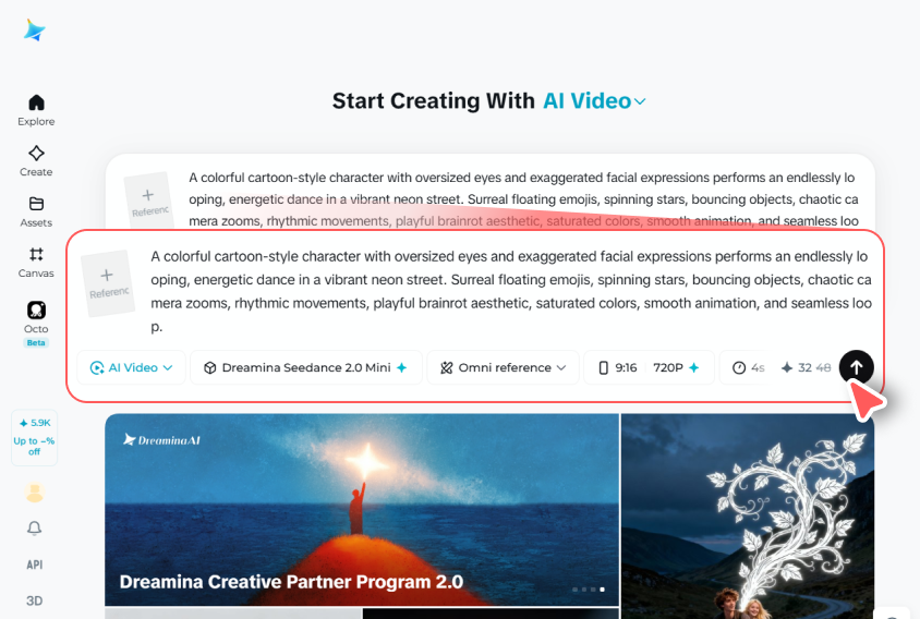 Upload references and write your video prompt