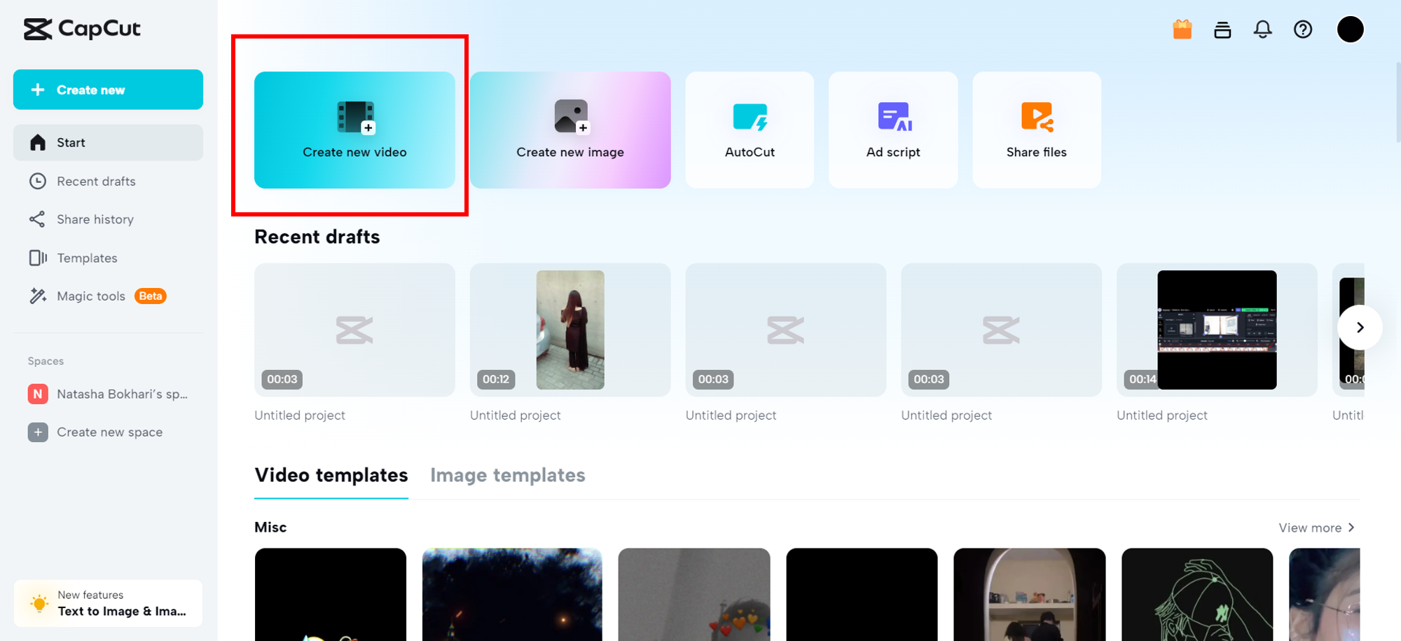 Create new video
