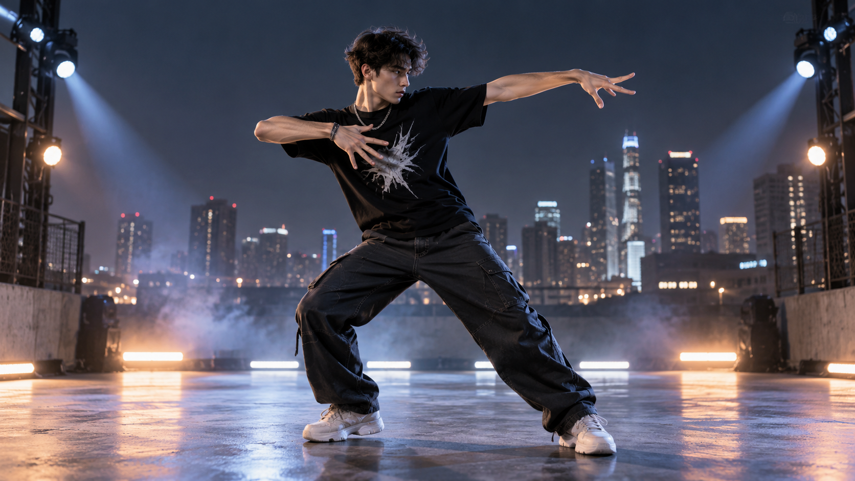 Zbliżenie Tecktonik Dance AI Przykład wariacji wideo dla tecktonik dance ai wideo