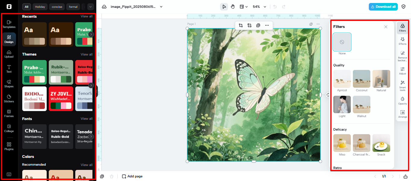 Bildeditor in Pippit