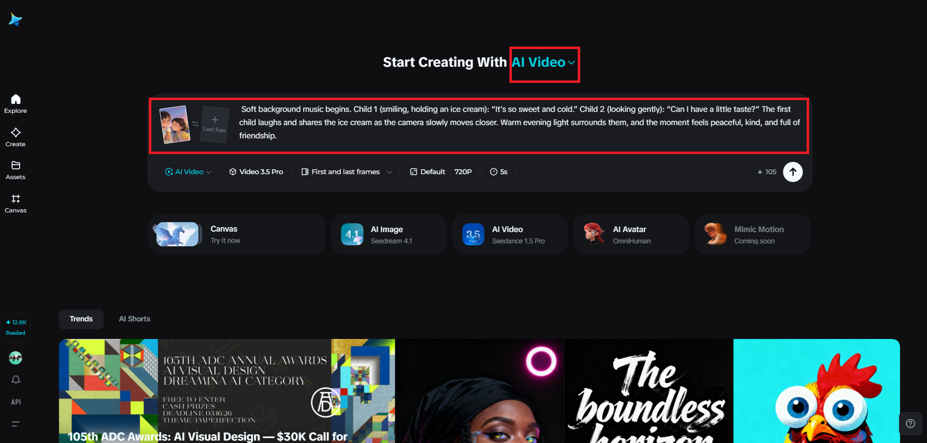 Open AI Video and add a gentle storytelling motion prompt