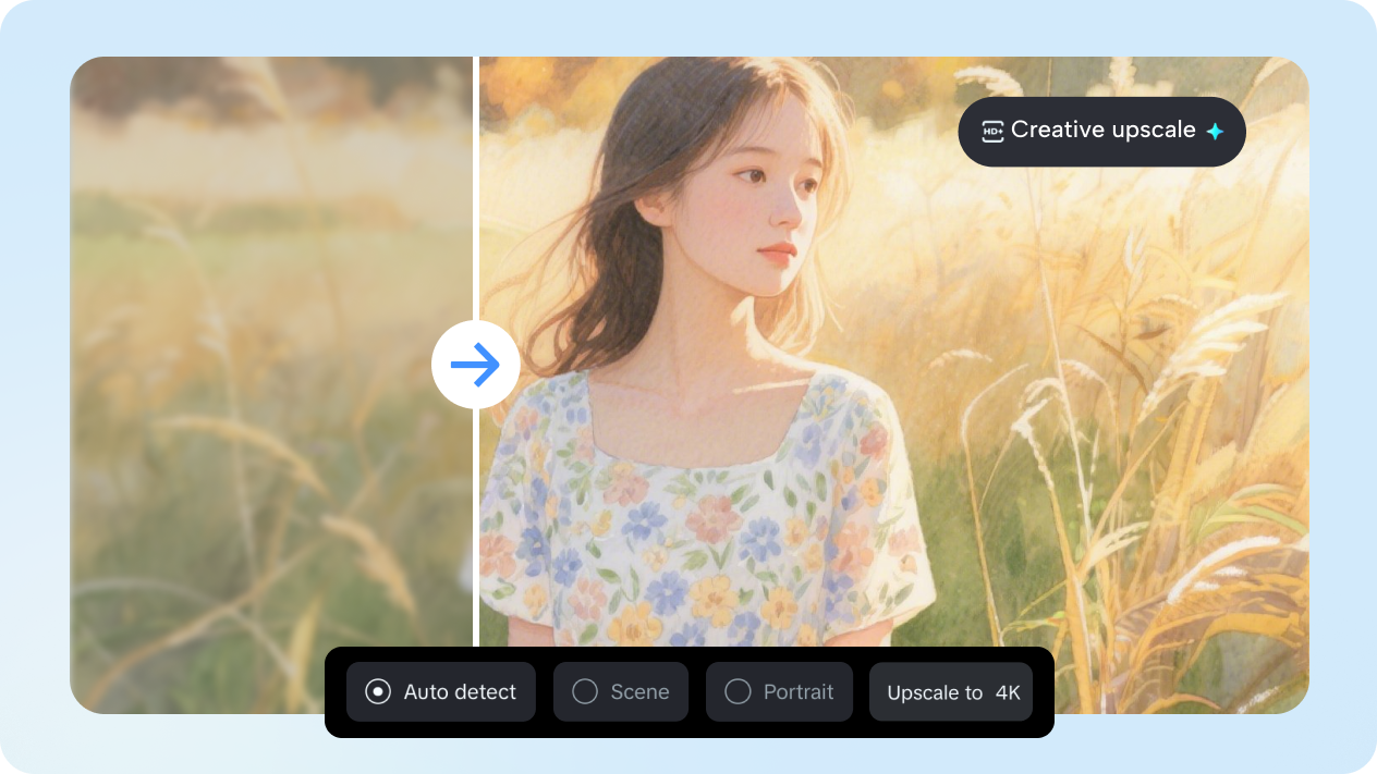 Upscale watercolor painting