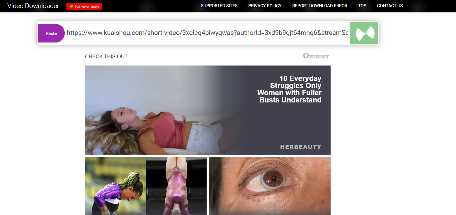 PasteDownload - an online service to download Kuaishou video without watermark