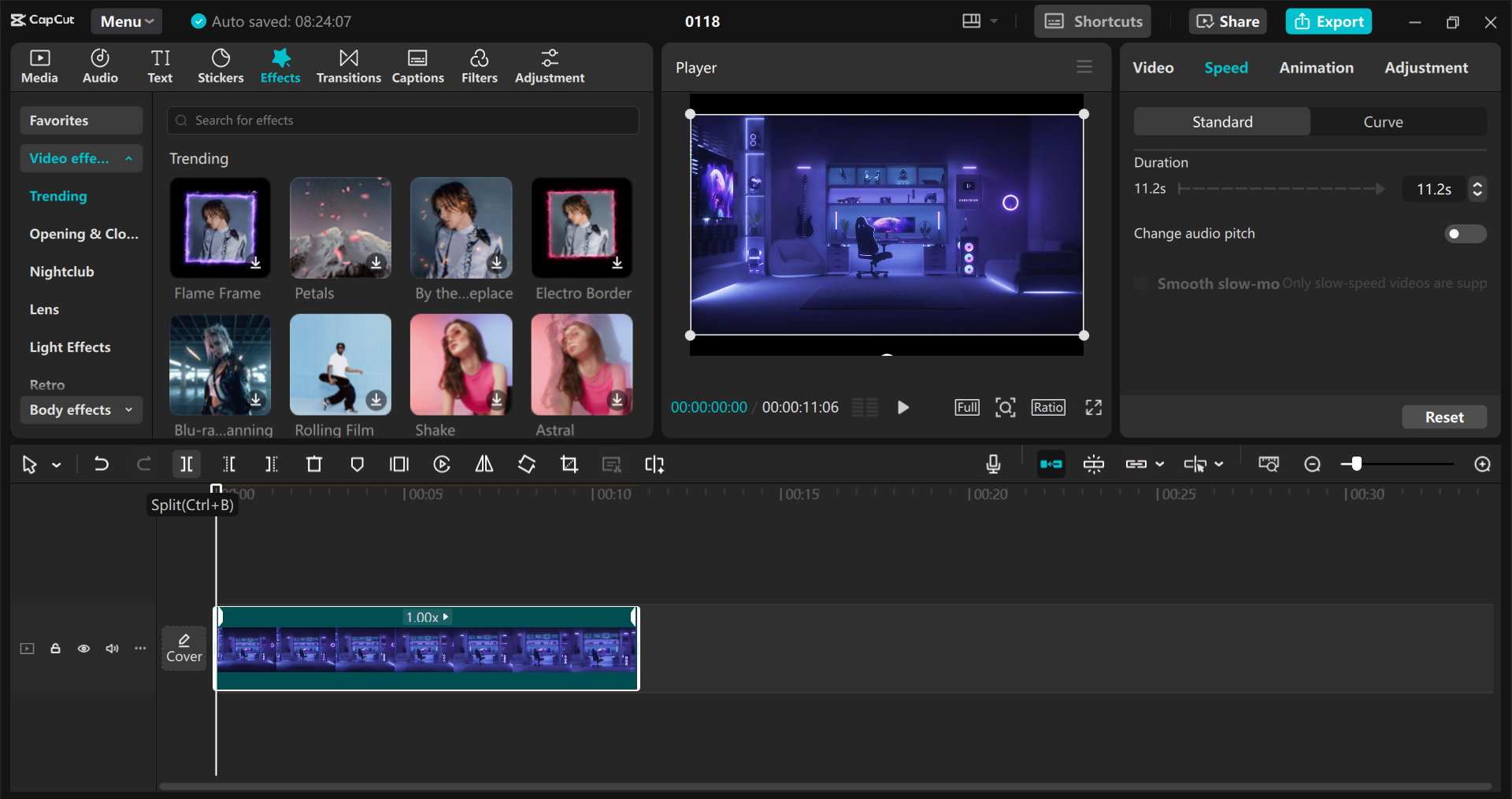 The interface of CapCut desktop video editor- the best software to edit and advertise your Twitch stream